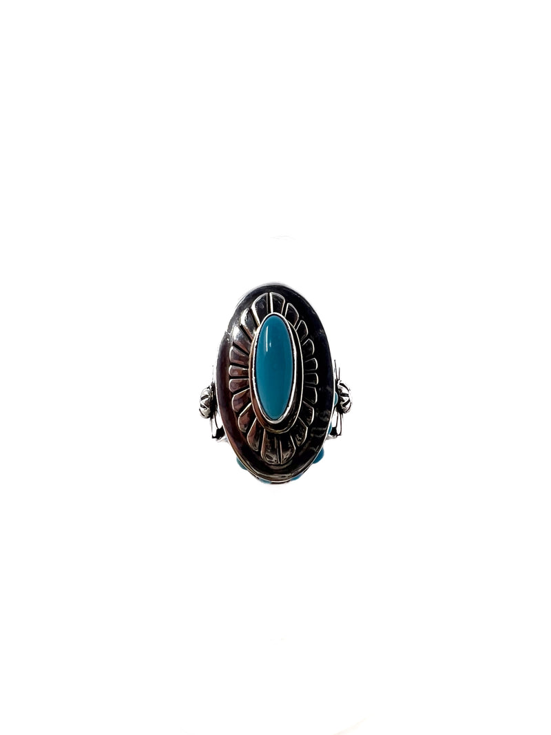 Silver SS 
Oblong
 Turquoise Bezel Ring