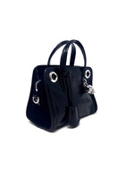 Alexander McQueen Black/Silver SM Patent Grommet Skull Padlock Tote