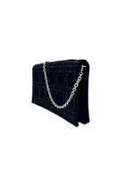 Christian Dior Black Cannage Crystal Embellished Satin Clutch W/Chain