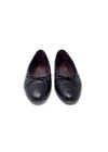 Chanel Black CC Logo Aged Calfskin Quilted Cap Toe Ballet Flats