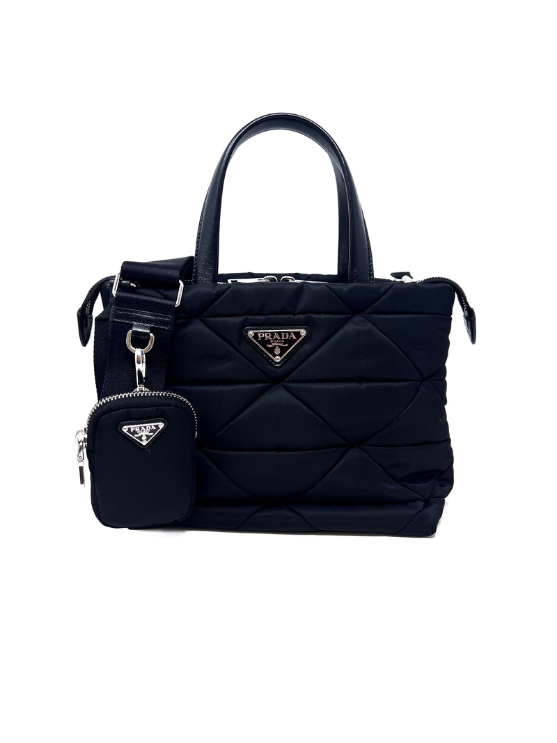 Prada Black/Silver WB! 
24 
Padded Re-Nylon
 Tote W/Strap