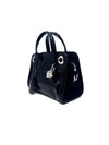 Alexander McQueen Black/Silver SM Patent Grommet Skull Padlock Tote