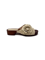 Chanel W Shoe Size 38 Beige 
23P Camellia CC Open-Toe Wooden Clog