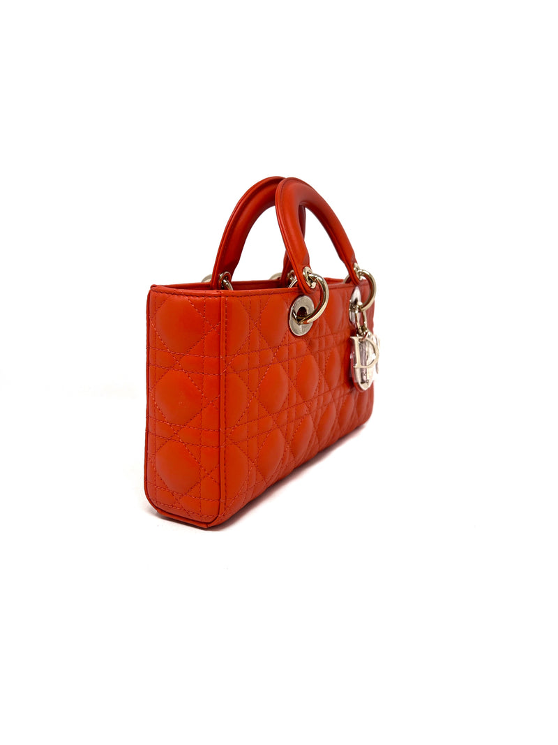 Christian Dior Orange NWB! MD 
Lady D-Joy
 Cannage Lambskin Top Handle Bag W/Strap