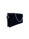 Christian Dior Black Cannage Crystal Embellished Satin Clutch W/Chain