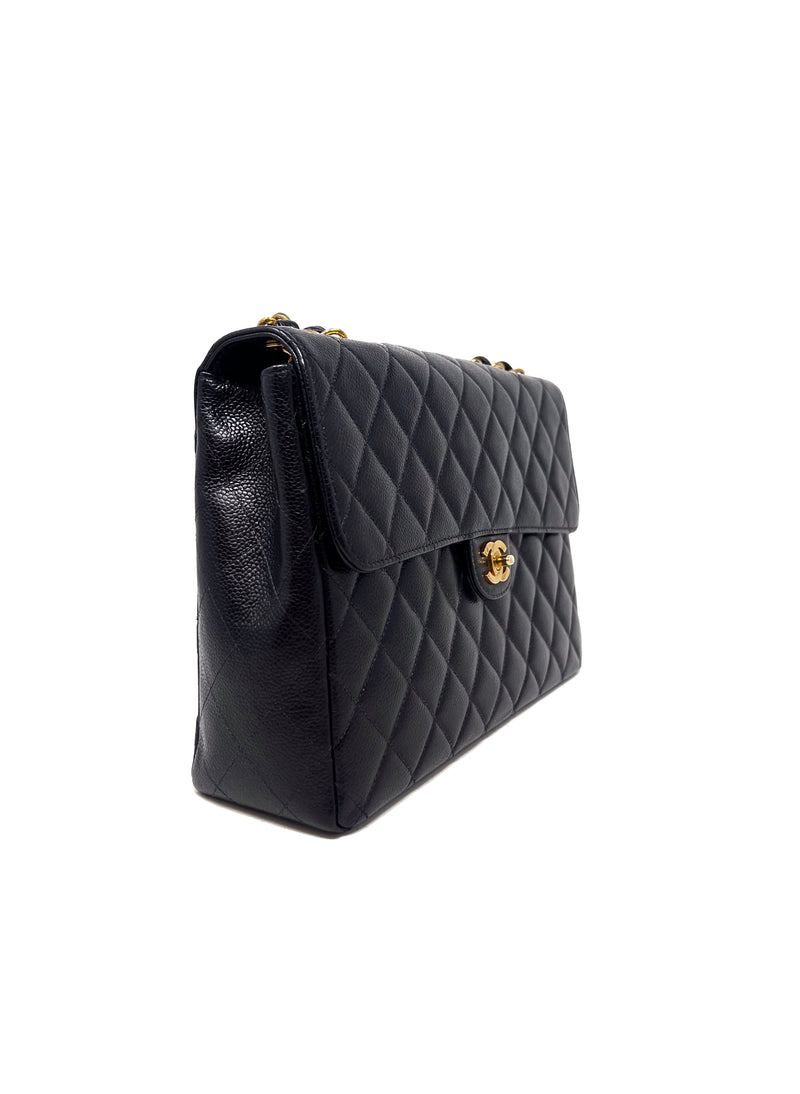 Chanel Black/Gold 
97-
99 Caviar Jumbo Single Flap Bag