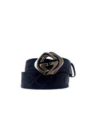 Gucci Size 80 Black WB! Interlocking Square GG Signature Leather Belt