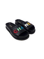 Chanel 37.5 
22 Logo Lambskin Platform Slides