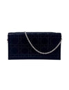 Christian Dior Black Cannage Crystal Embellished Satin Clutch W/Chain