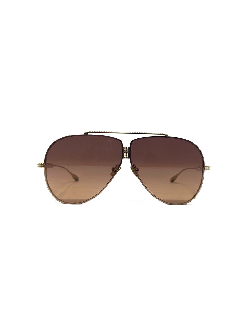 Valentino WWC! 
24 XVI Aviator Titanium Stud Sunglasses