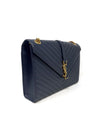 Saint Laurent Navy/Gold WDB! 
14 Matelasse Grain de Poudre Leather Chevron Envel