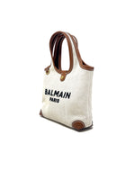 Balmain Luggage/Natural 
B-Army
 Logo Canvas Mini Grocery Bag