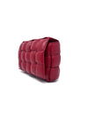 Bottega Veneta Red 
Cassette
 Lambskin Padded Intreccio Crossbody