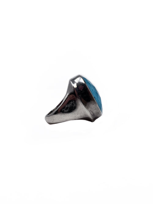 Stephen Dweck Silver/Turquoise SS Turquoise Faceted Oval Ring