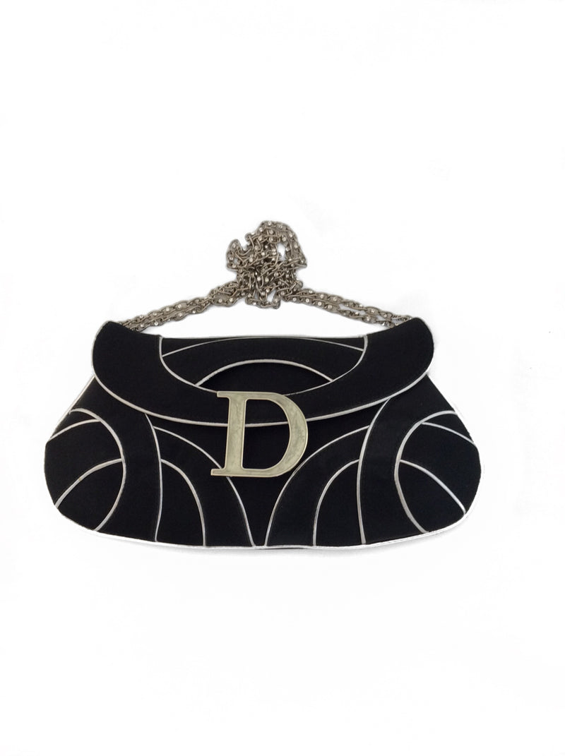 Dior Black Limited Edition Crystal Chain "D" Flap Handbag