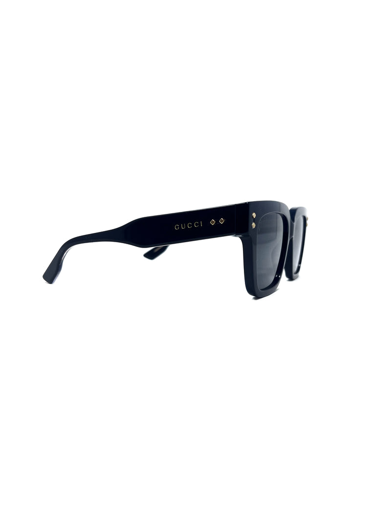 Gucci Black/Gold WC! Rectangle Acetate Logo Sunglasses