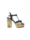 Gucci W Shoe Size 37 
Kertu
 Patent-Trimmed Raffia-Jacquard GG Platform Heel