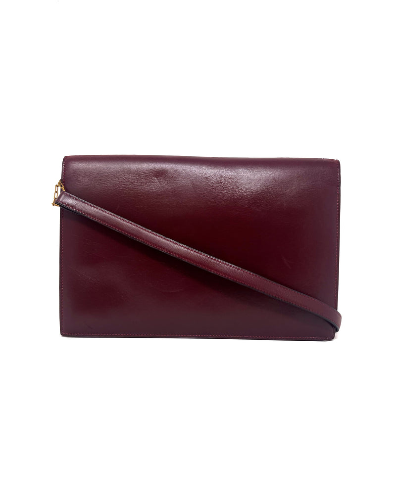 Hermes Wine/Gold Vintage 
Lydie
 Envelope Convertible Shoulder Bag