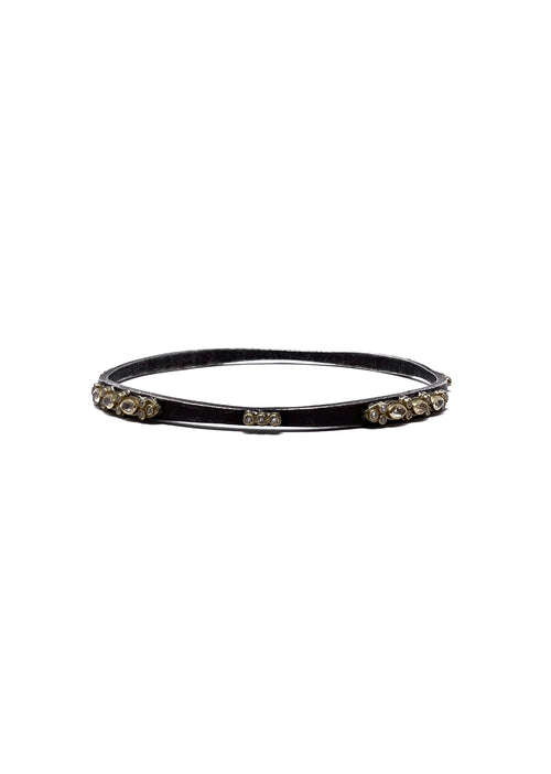 Armenta 18K Med White Sapphire 
Diamond Textured Oxidized SS Bangle