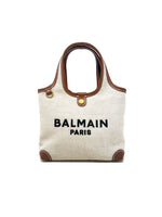 Balmain Luggage/Natural 
B-Army
 Logo Canvas Mini Grocery Bag