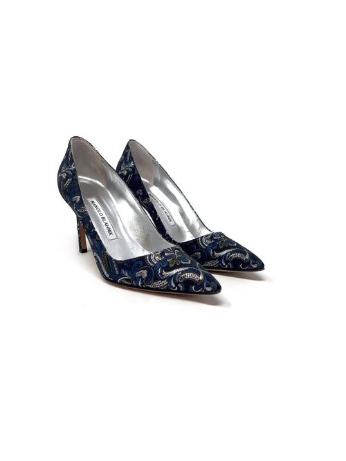 Manolo Blahnik Size 37 
BB 90
 Brocade Jacquard Pointed Pump