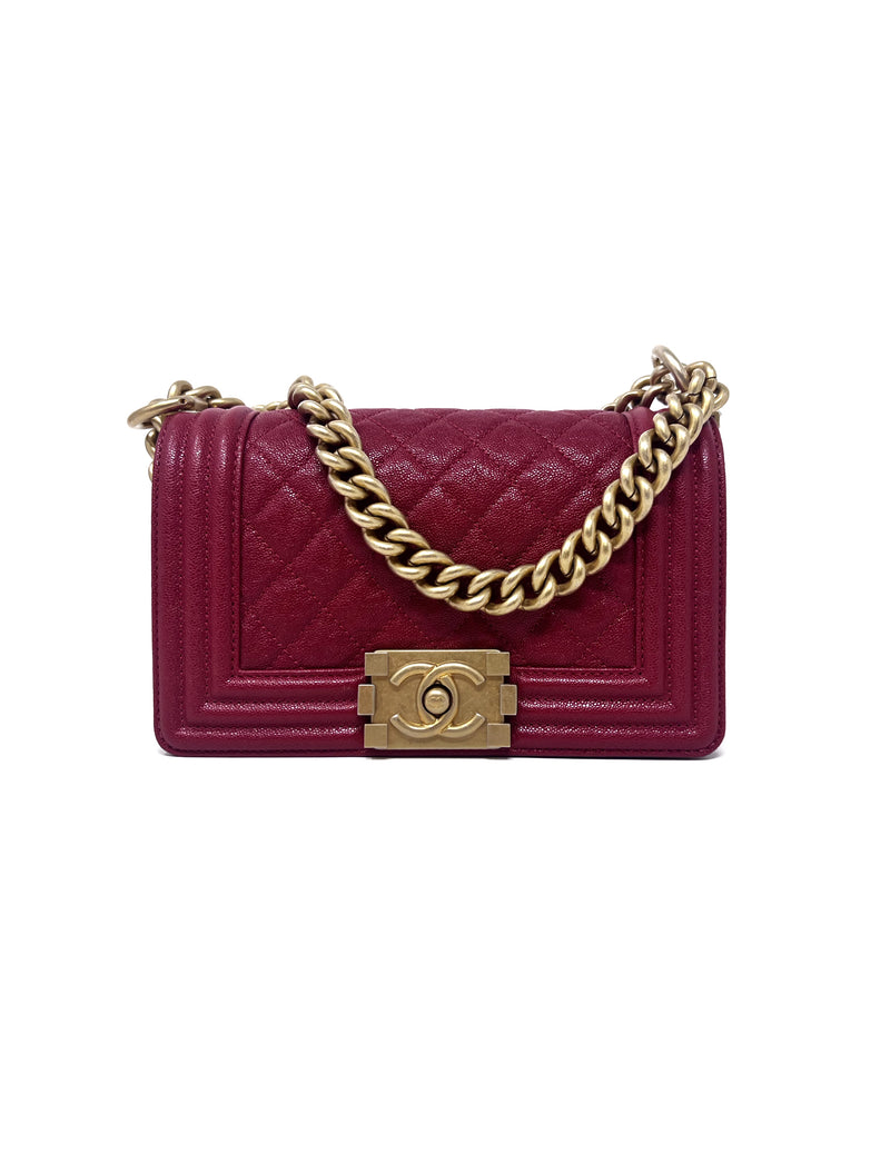 Chanel Red/Gold
19 SM Caviar Quilted 
Boy Bag
