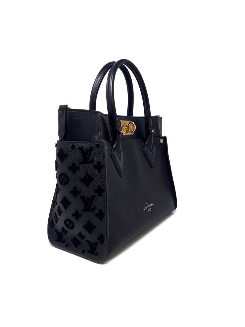 Louis Vuitton Black 
On My Side
 MM Monogram Tuft Leather Tote W/Strap