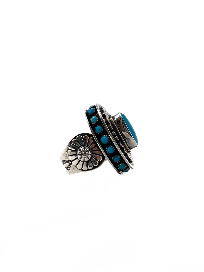 Silver SS 
Oblong
 Turquoise Bezel Ring