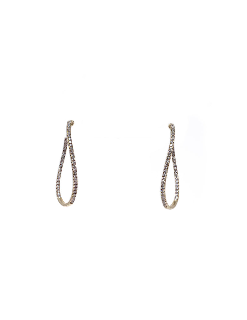 Memoire Gold 18K Twist Diamond Hoop Earrings