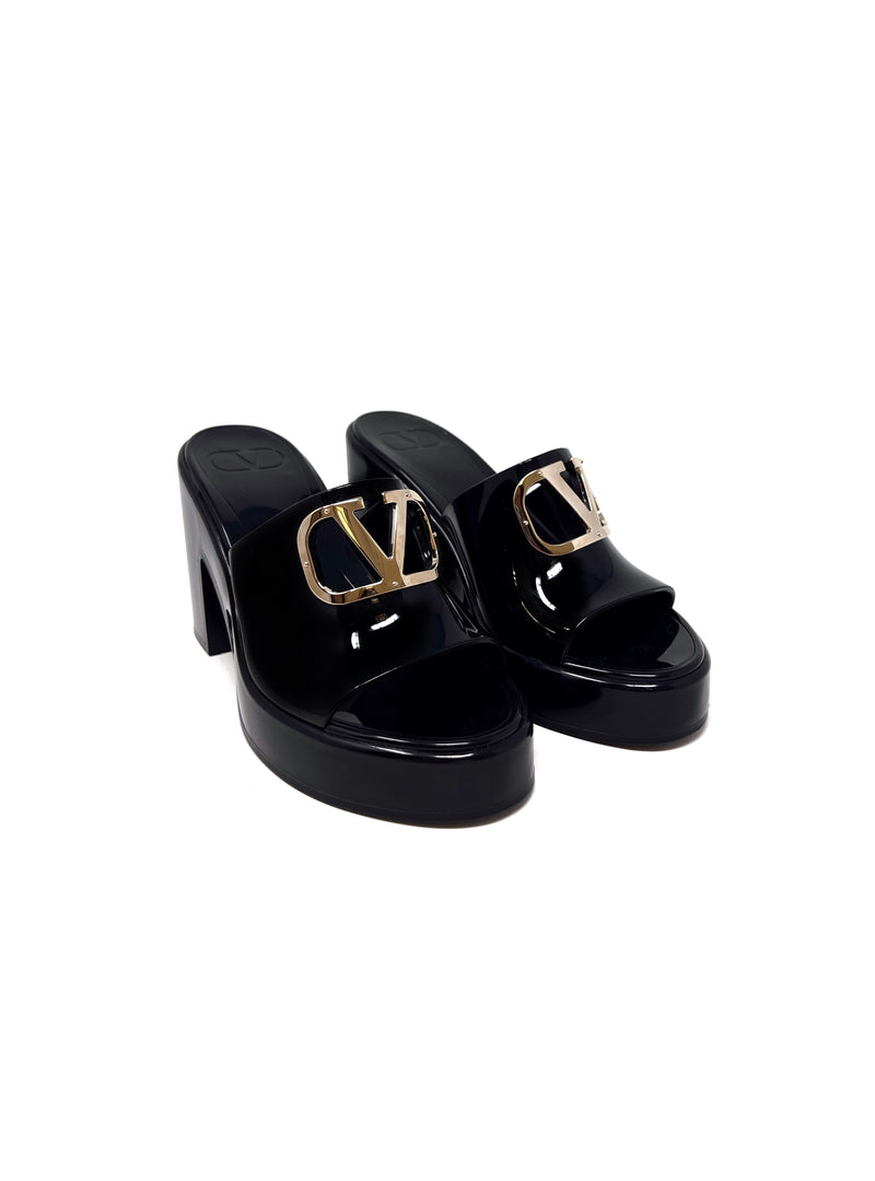 Valentino VLogo Rubber Platform Mules