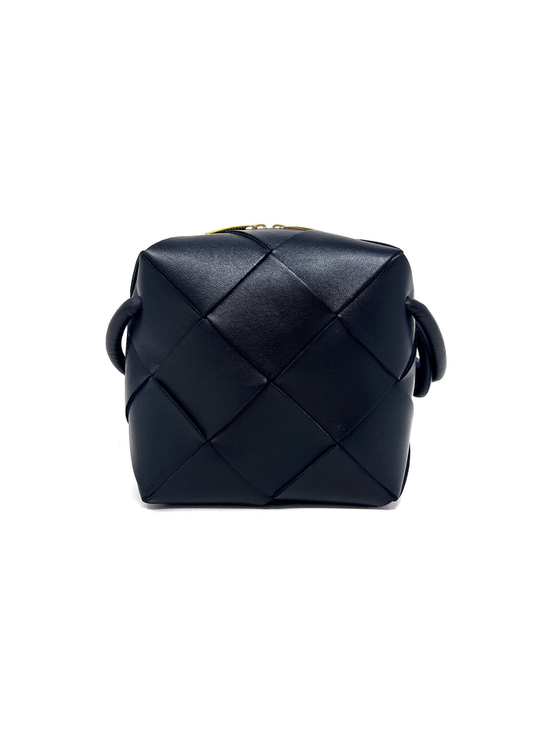 Bottega Veneta Black Intrecciato Lambskin Mini 
Cassette Camera
 Bag