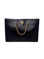 Chanel Black 
24 Double Handle Calfskin Stitched CC Logo Tote (Missing Pouch)