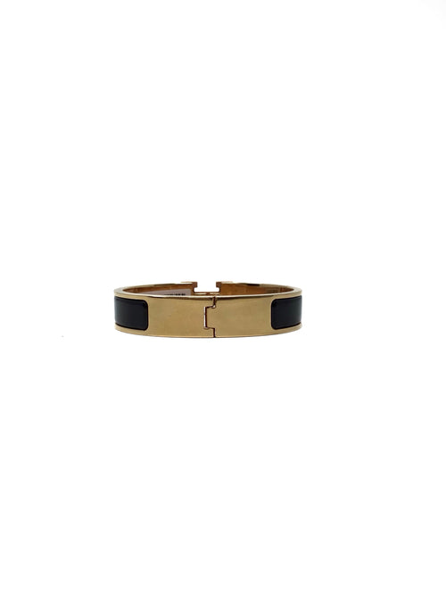 Hermes Yellow Gold NWB! 
Clic H
 PM Black Enamel Bracelet