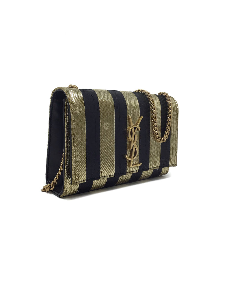 Saint Laurent 
Kate
 Logo Metallic Striped SM Crossbody Bag