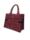 Christian Dior Red/Black MD 
Book Tote
 Leopard Embroidered Bag