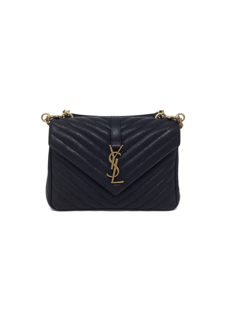 Saint Laurent 
College
 MD Matelasse Lambskin V-Flap Crossbody