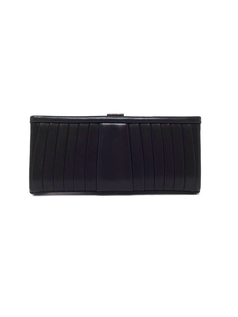 Christian Louboutin Black Pleated Leather Clutch (Missing Chain)