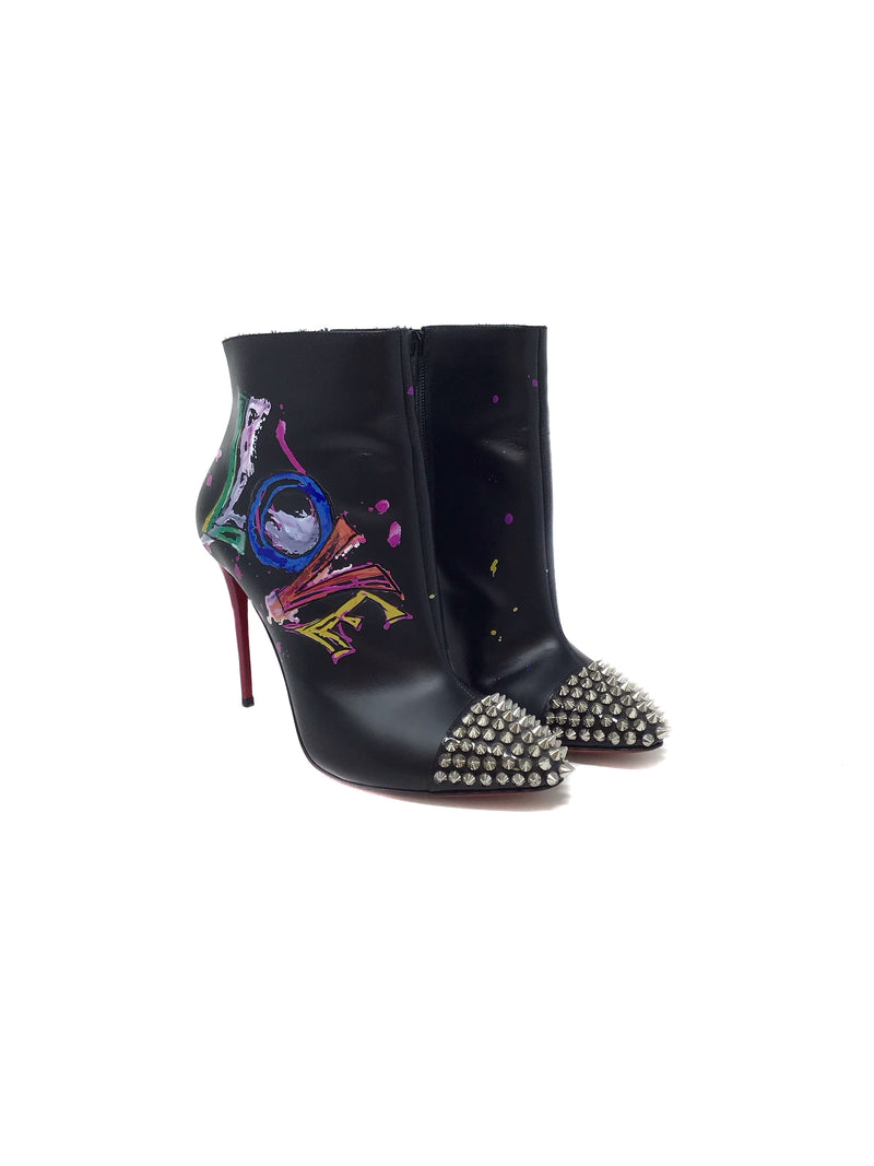 Christian Louboutin 39.5 
Love Is A Boot
 Paint 
Spike Cap Toe Boot