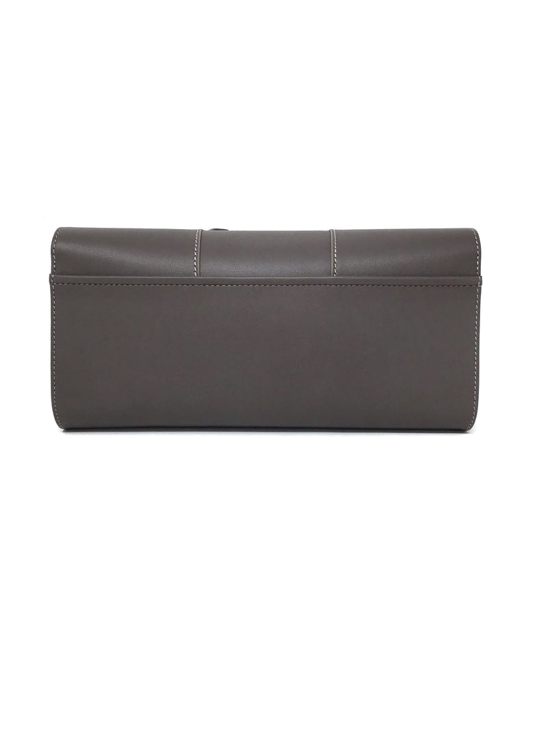 Perrin Taupe 
La Parisienne
 Leather Buckle Clutch