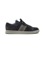 Brunello Cucinelli Suede Monili Striped Fur Trim Sneakers