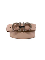 Ferragamo Size 75 Blush 
Gancini
 Crystal Logo Calfskin Belt