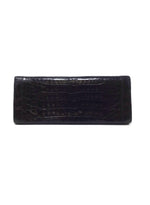 Nancy Gonzalez Black Crocodile Leather Elongated Clutch