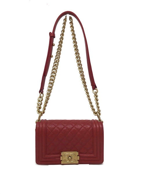 Chanel Red/Gold
19 SM Caviar Quilted 
Boy Bag
