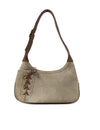 Salvatore Ferragamo Lace Up Accent Leather 
Nubuck Shoulder Bag