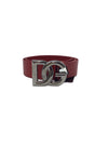 Dolce 
Gabbana Size 85 Red/Ruthenium WB! Leather Crossover DG Logo Buckle Belt