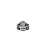 David Yurman WB! SS 
Petite Wheaton
 3.60ct Hampton Blue Topaz 
Diamond Ring