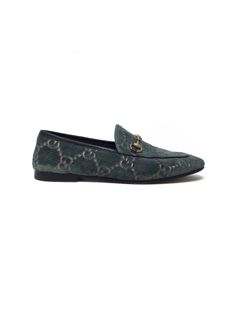 Gucci Sage/Pink W Shoe Size 38.5 
Jordaan
 GG Velvet Loafer