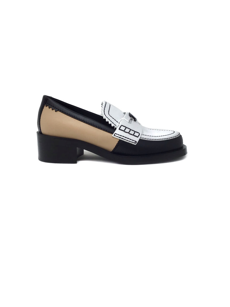 Chanel 37.5 Black/Multi 
23 CC Colorblock Heeled Moccasins