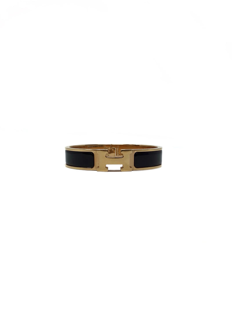 Hermes Yellow Gold NWB! 
Clic H
 PM Black Enamel Bracelet