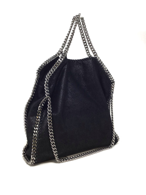 Stella McCartney Black/Silver 
Falabella
 Chain Trim Foldover Tote